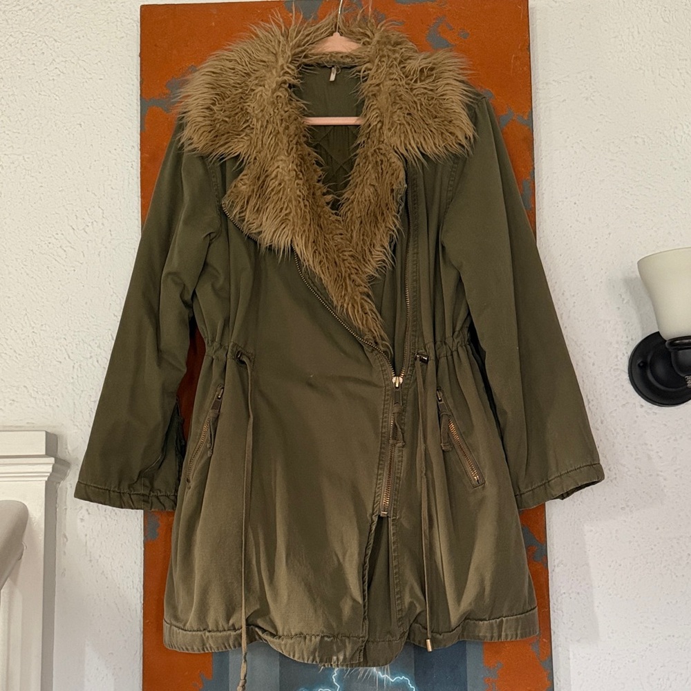Free People Extreme Moto Fur Lined Parka Coat